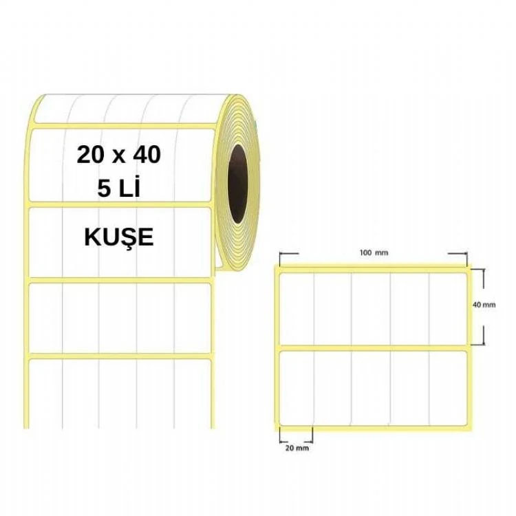 Etiket 20 X 40 Kuşe 5000 Adet 5 Lİ