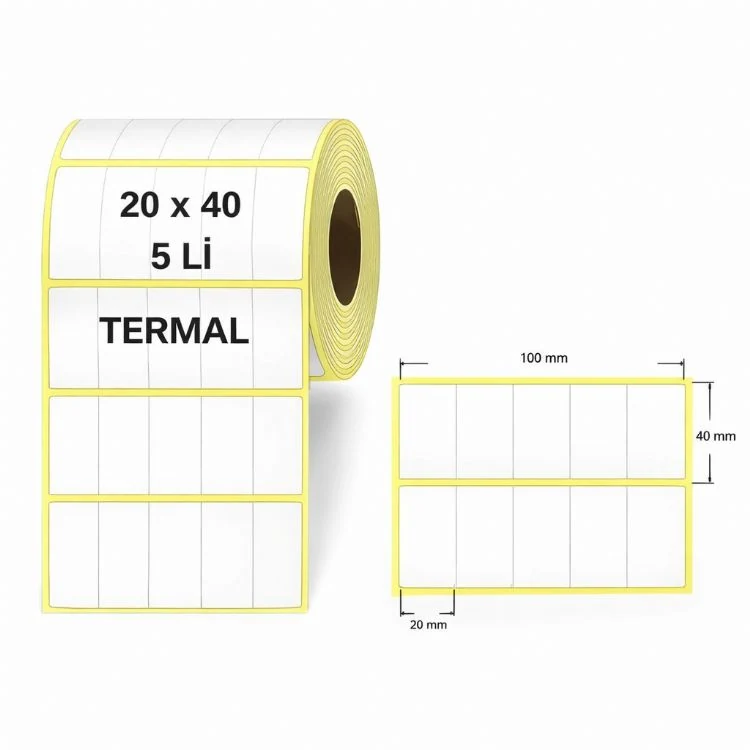 Etiket 20 X 40 Termal 5000 Adet 5 Lİ