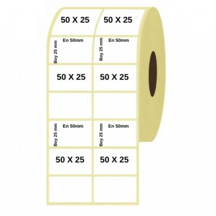 Etiket 50 X 25 Kuşe 2 li 3000 Adet