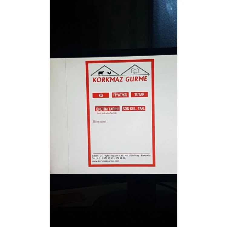 Etiket 90 x 58 350 Li Lamine Termal Baskılı 1 adet