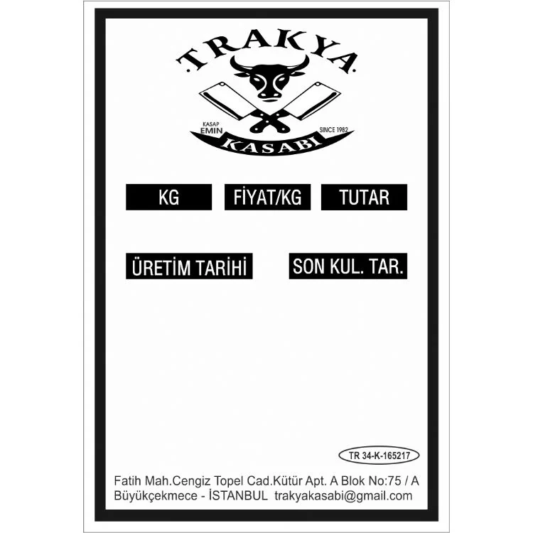 Etiket 90 x 58 350 Li Lamine Termal Baskılı 1 adet