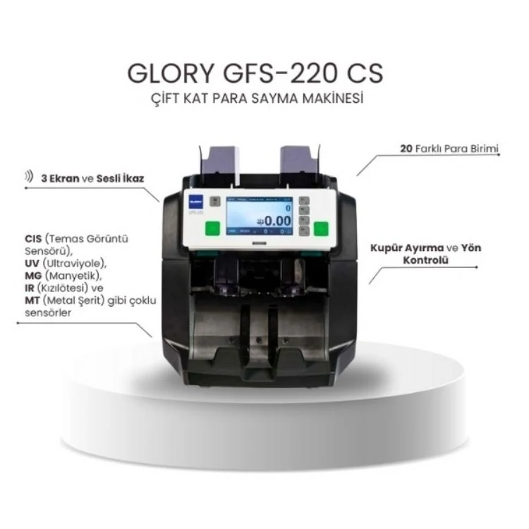 GLORY GFS-220 Cs Para Sayma Makinesi Çift Kat